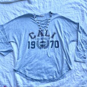 Lace-up front long sleeve tee